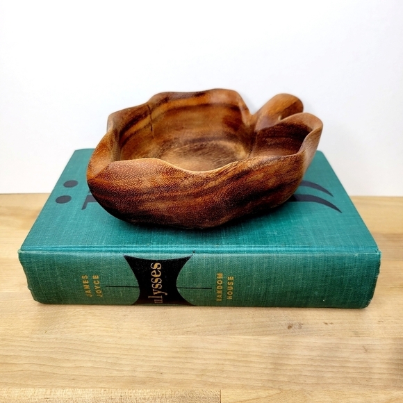 Vintage Other - Vintage monkey pod wood bowl taro leaf mid century